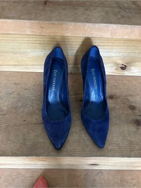 Enzo Angiolini Navy Blue Pointed Toe Suede Heels